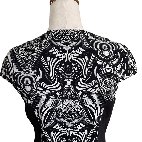 VERONIKA MAINE Sz8 Black and white abstract design cap sleeved dress 🥇 - Picture 10 of 15